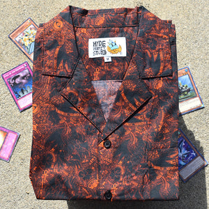 Warped Red Eyes Toony King of Games Pattern Button Up Shirt