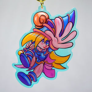 Warped Holographic toon dark wizard girl Charm